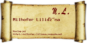 Milhofer Liliána névjegykártya